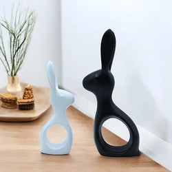 Craftivoa Modern Rabbit Decorative Figurine Set Black And White Resin Statues Handmade Figurines For Home Decor Collectible - View 3