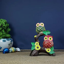 Craftivoa Owl Garden Figurine 8 Inch Height Tree Branch Design With Sunflowers Green And Red Handmade Animal Figurines For Home Decor - View 3