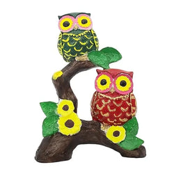Craftivoa Owl Garden Figurine 8 Inch Height Tree Branch Design With Sunflowers Green And Red Handmade Animal Figurines For Home Decor - View 1